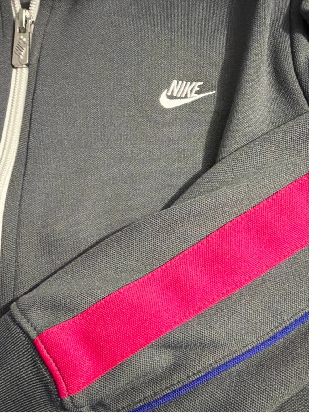 NIKE Womens Retro  Full Zip Track Jacket Grey White Pink Blue National, L